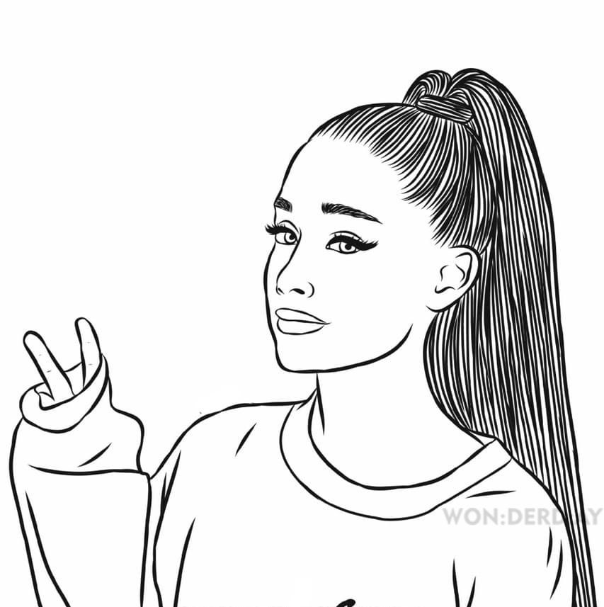 Çocuklar İçin  Ünlüler Ariana-Grande Boyama Sayfaları 