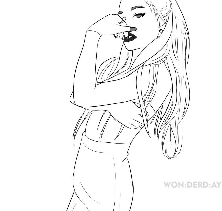 Çocuklar İçin  Ünlüler Ariana-Grande Boyama Sayfaları 