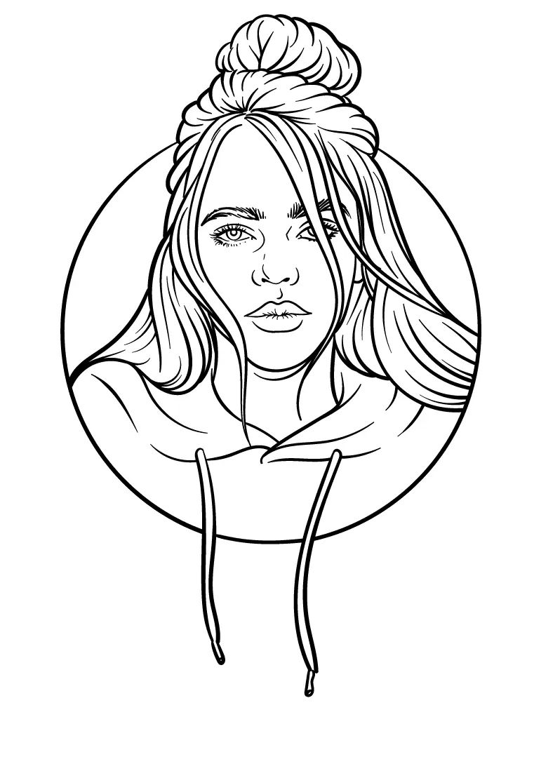Çocuklar İçin  Ünlüler Billie-Eilish Boyama Sayfaları 