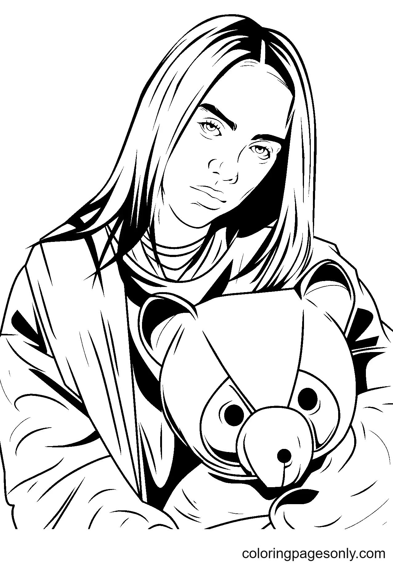 Çocuklar İçin  Ünlüler Billie-Eilish Boyama Sayfaları 