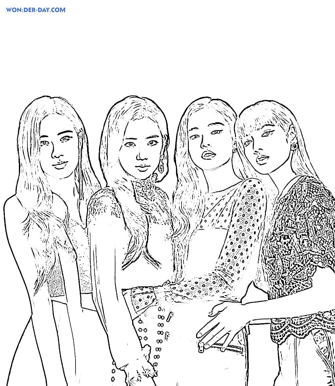 Çocuklar İçin  Ünlüler Blackpink Boyama Sayfaları 