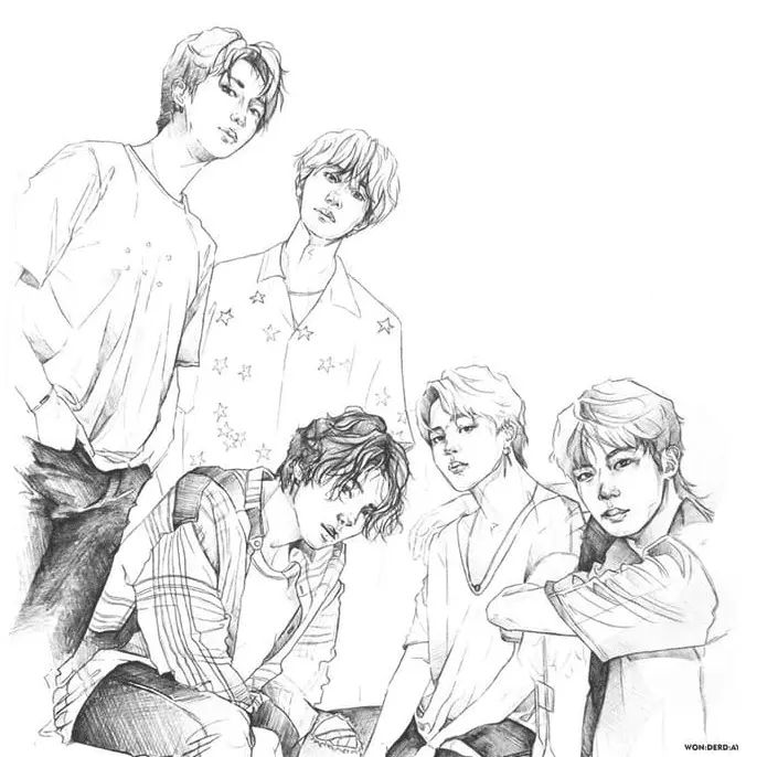 Çocuklar İçin  Ünlüler Bts Boyama Sayfaları 