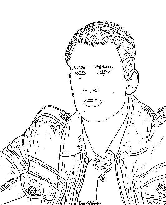 Çocuklar İçin  Ünlüler Chris-Evans Boyama Sayfaları 