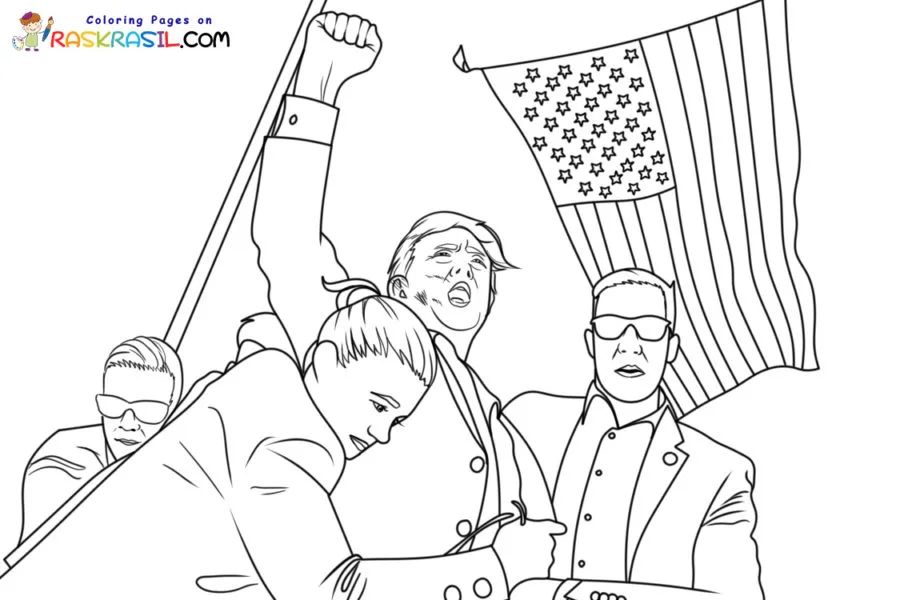 Çocuklar İçin  Ünlüler Donald-Trump Boyama Sayfaları 