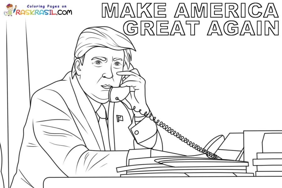 Çocuklar İçin  Ünlüler Donald-Trump Boyama Sayfaları 