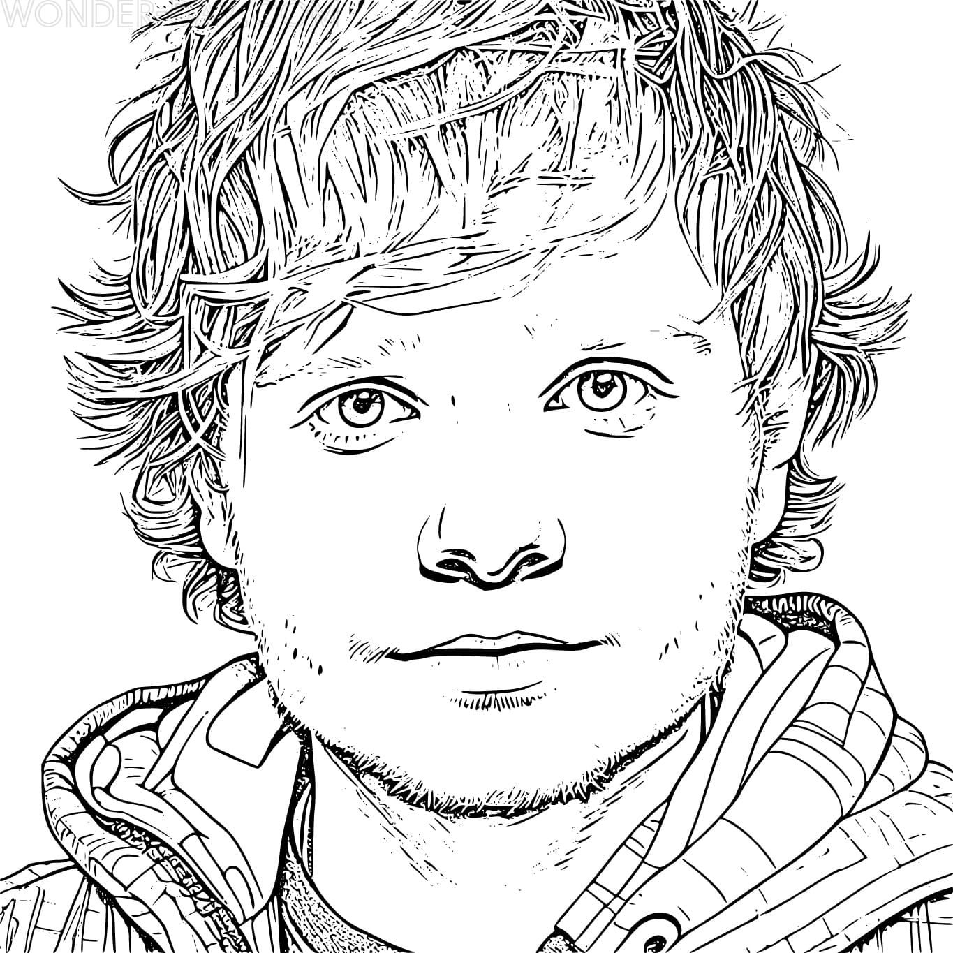 Çocuklar İçin  Ünlüler Ed-Sheeran Boyama Sayfaları 