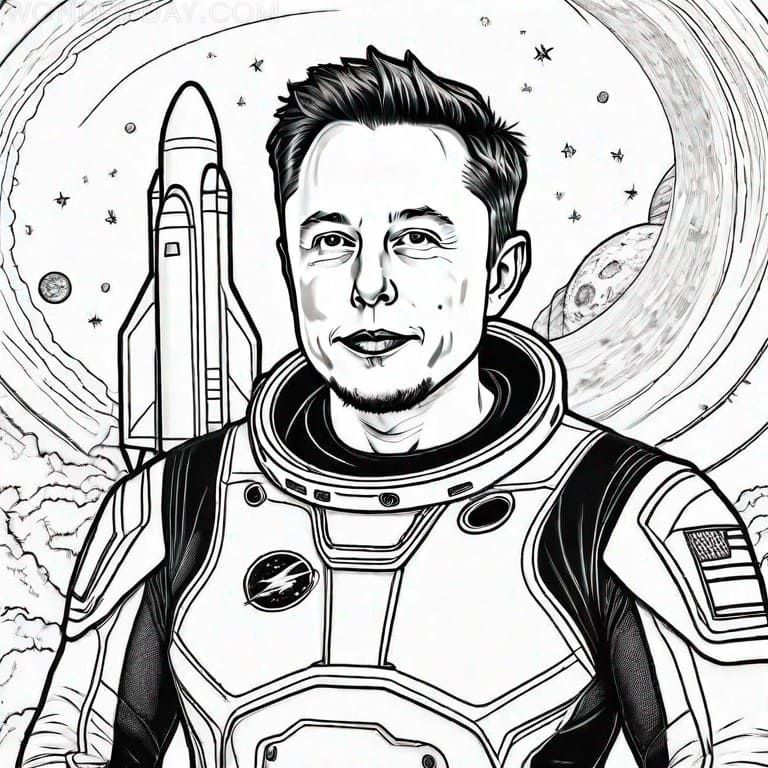 Çocuklar İçin  Ünlüler Elon-Musk Boyama Sayfaları 