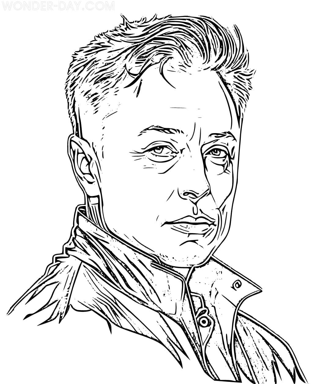 Çocuklar İçin  Ünlüler Elon-Musk Boyama Sayfaları 