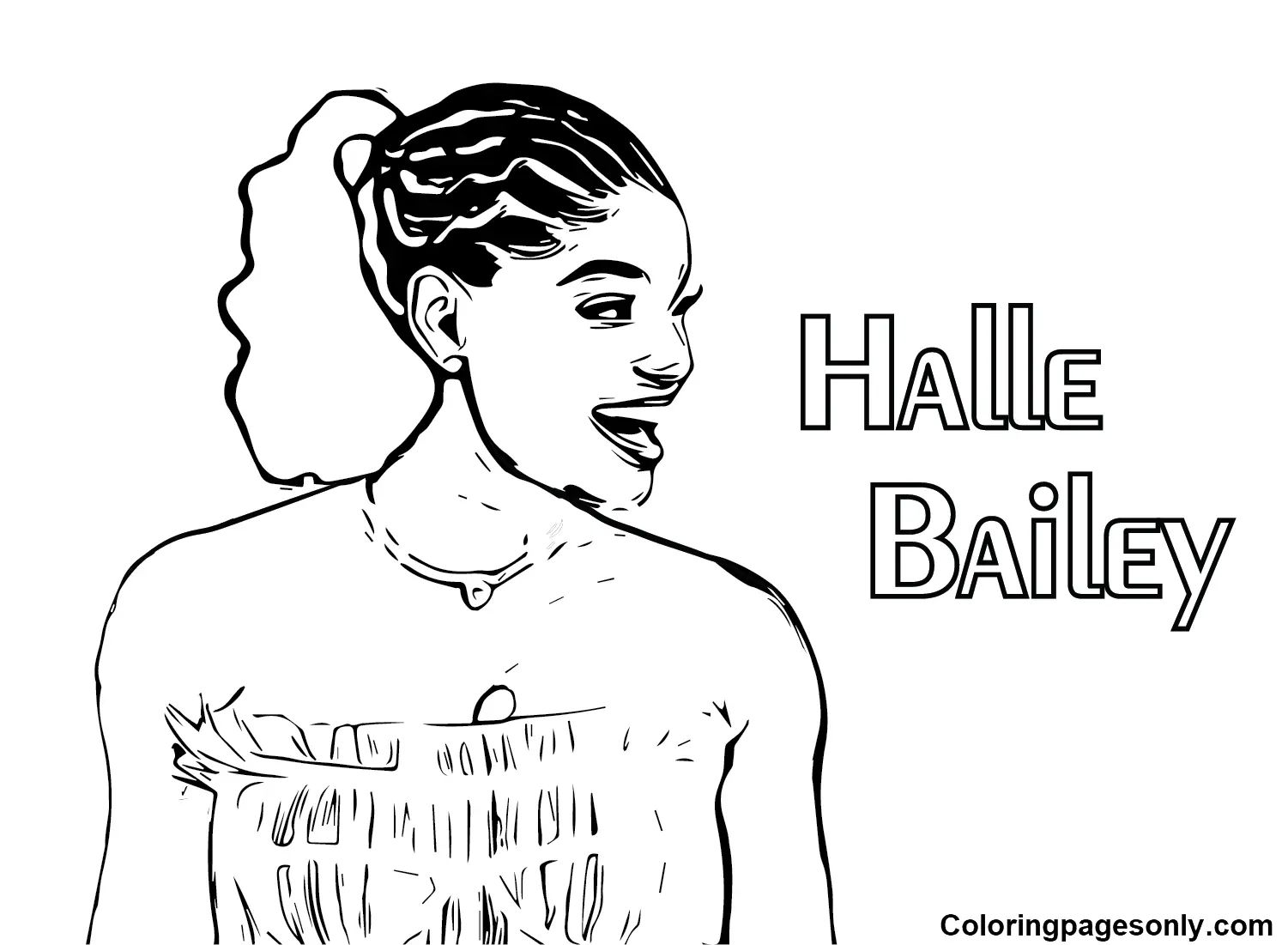 Çocuklar İçin  Ünlüler Halle-Bailey Boyama Sayfaları 