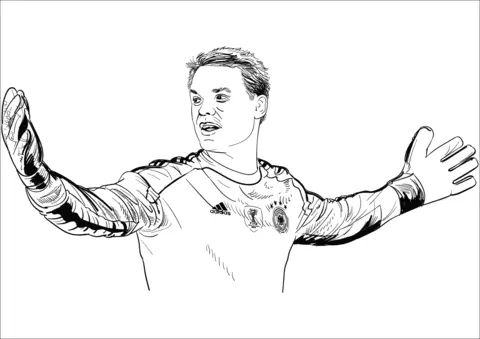 Çocuklar İçin  Ünlüler Manuel-Neuer Boyama Sayfaları 