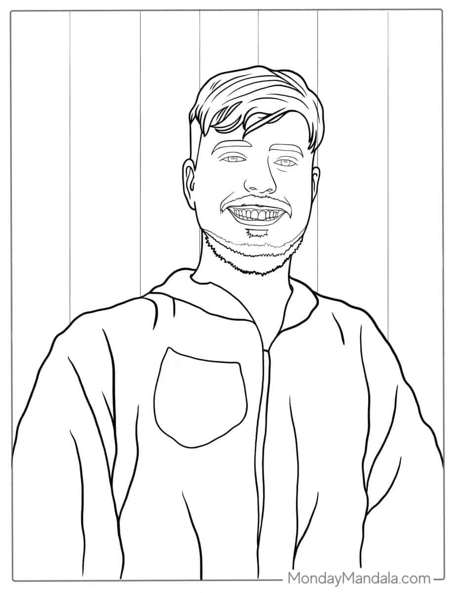 Çocuklar İçin  Ünlüler Mr-Beast Boyama Sayfaları 