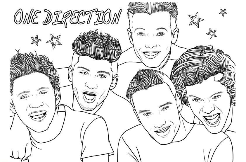 Çocuklar İçin  Ünlüler One-Direction Boyama Sayfaları 
