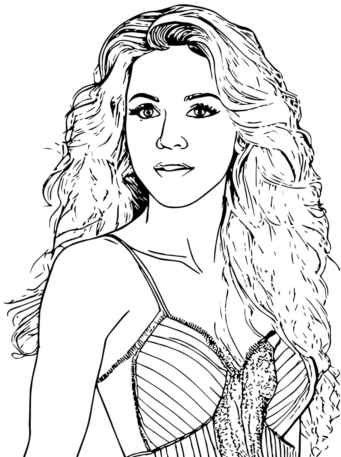 Çocuklar İçin  Ünlüler Shakira Boyama Sayfaları 
