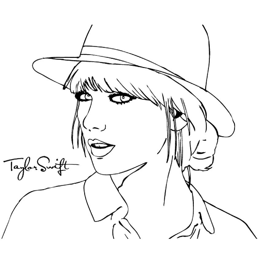 Çocuklar İçin  Ünlüler Taylor-Swift Boyama Sayfaları 
