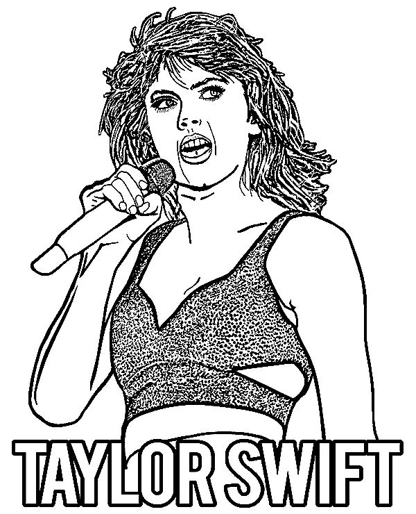Çocuklar İçin  Ünlüler Taylor-Swift Boyama Sayfaları 