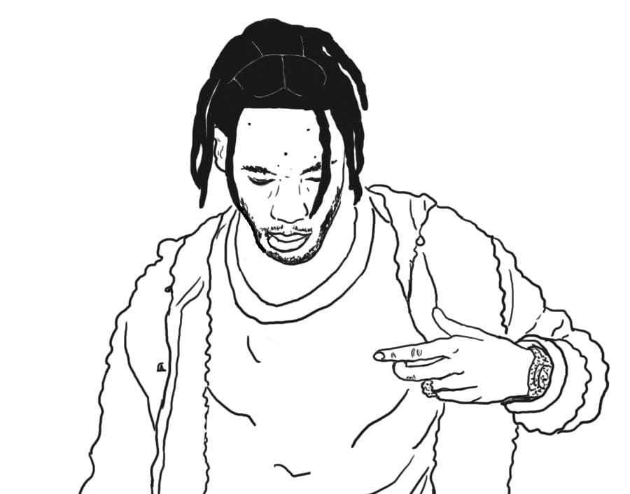 Çocuklar İçin  Ünlüler Travis-Scott Boyama Sayfaları 