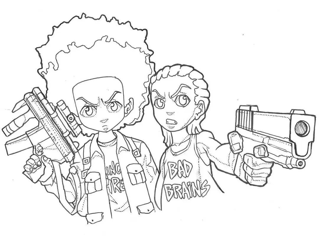 Çocuklar İçin Boondocks Boyama Sayfaları 
