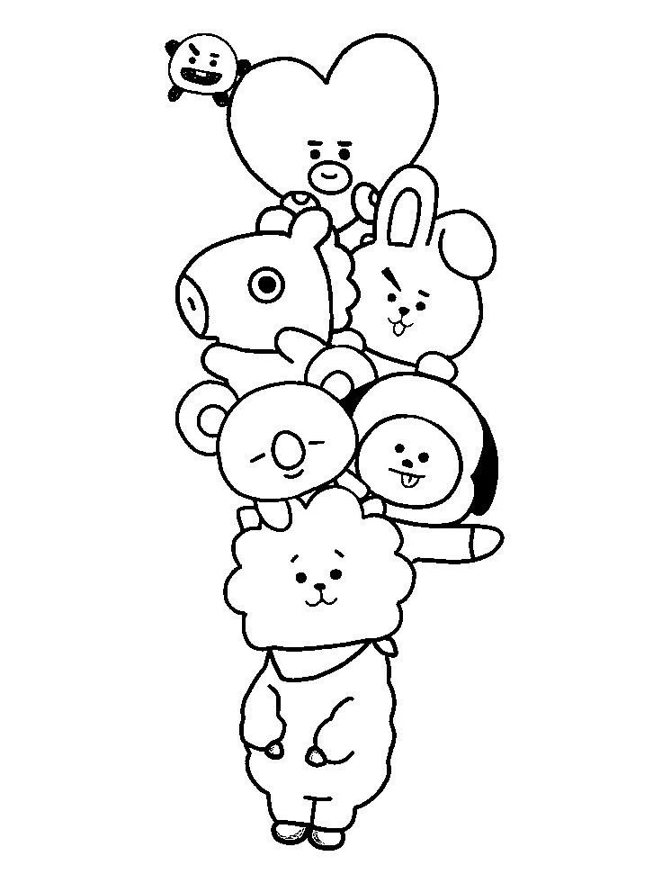 Çocuklar İçin Bt21 Boyama Sayfaları 