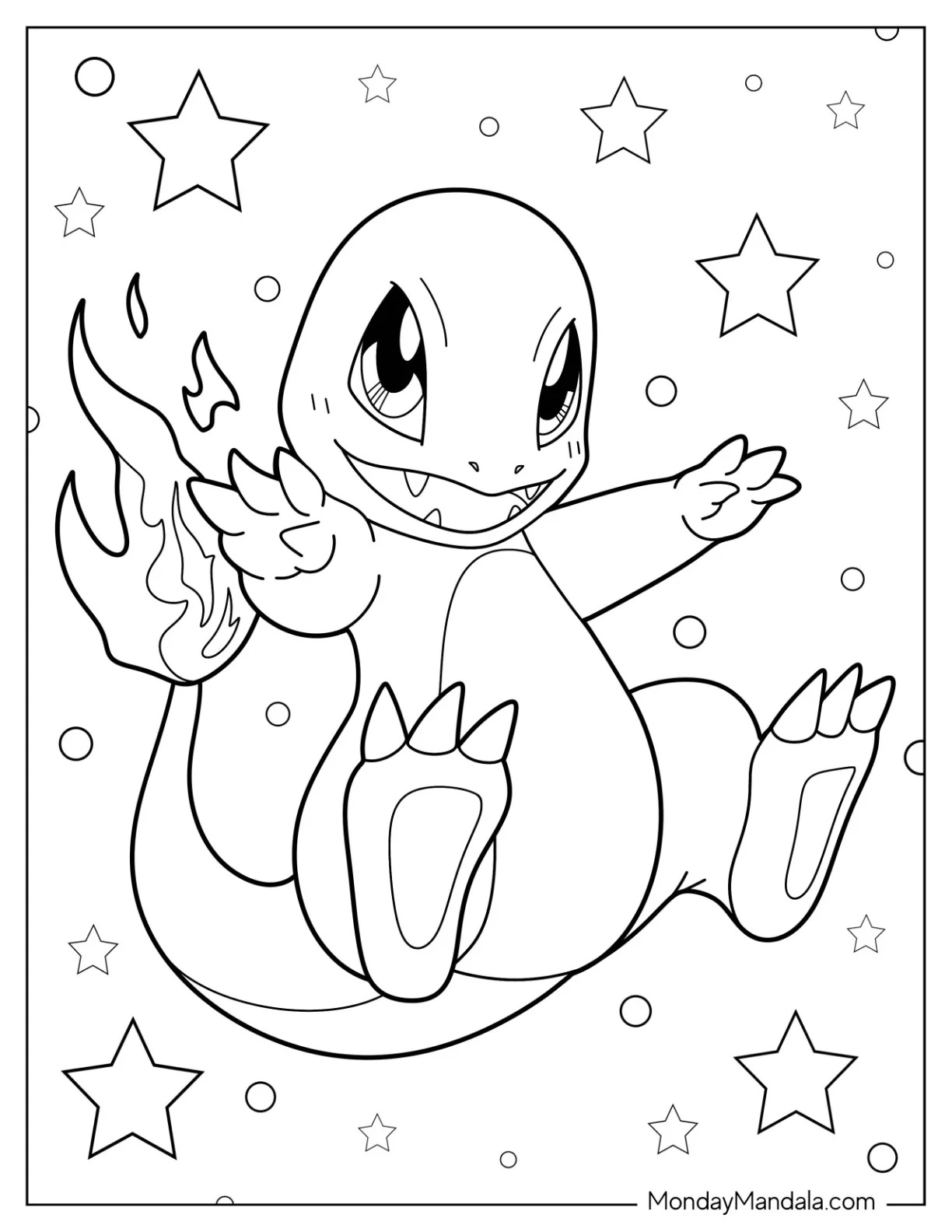 Çocuklar İçin Charmander Boyama Sayfaları 