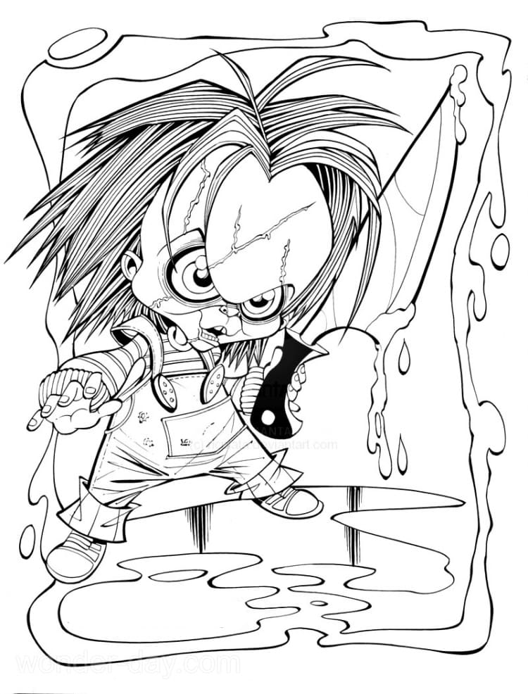 Çocuklar İçin Chucky Boyama Sayfaları 