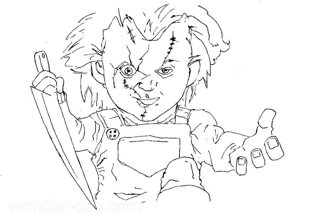 Çocuklar İçin Chucky Boyama Sayfaları 