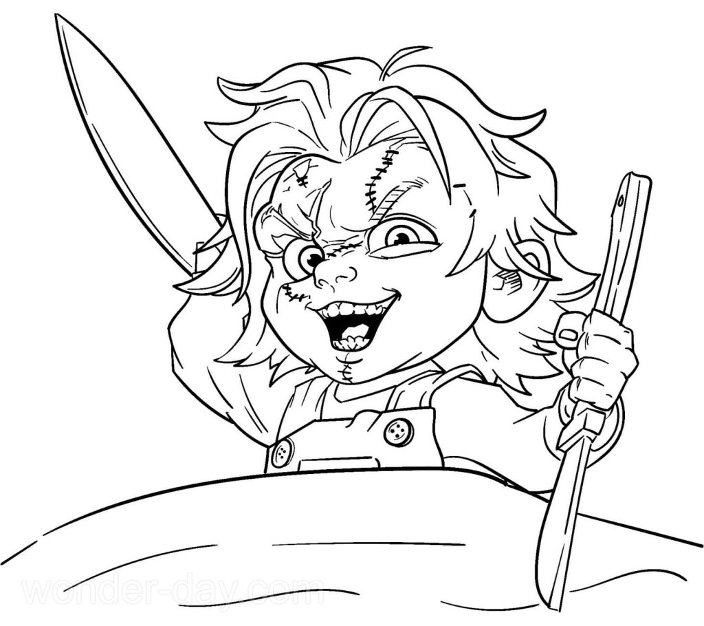 Çocuklar İçin Chucky Boyama Sayfaları 