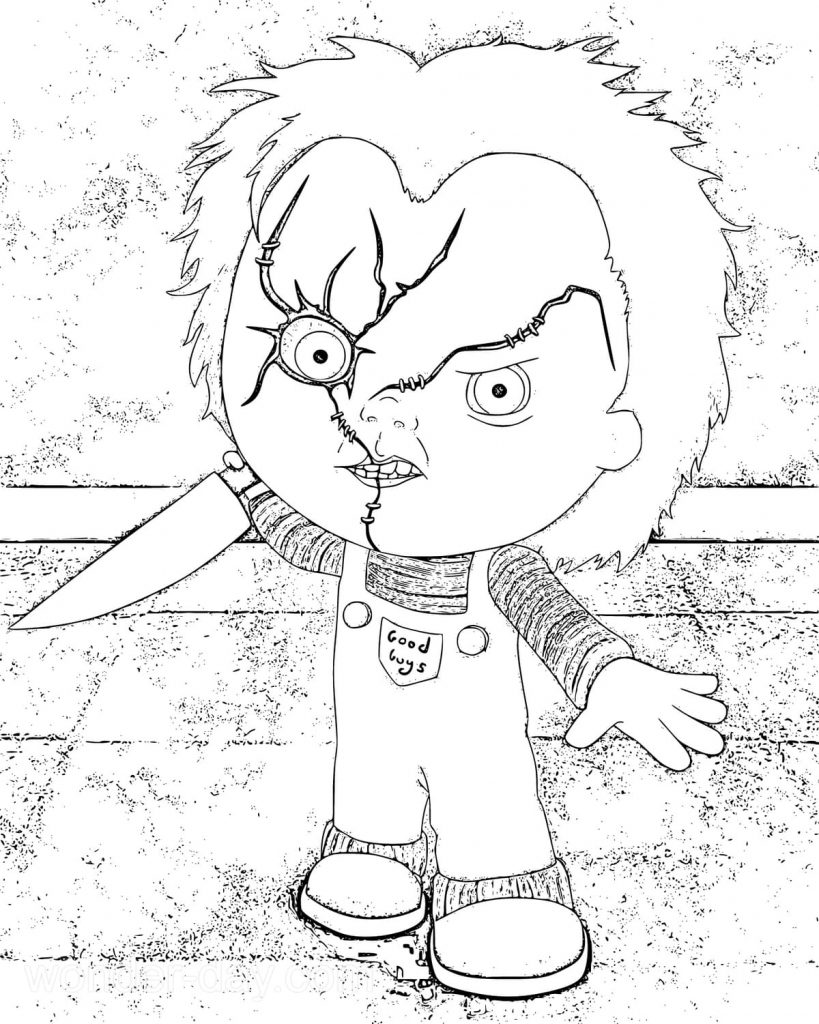 Çocuklar İçin Chucky Boyama Sayfaları 