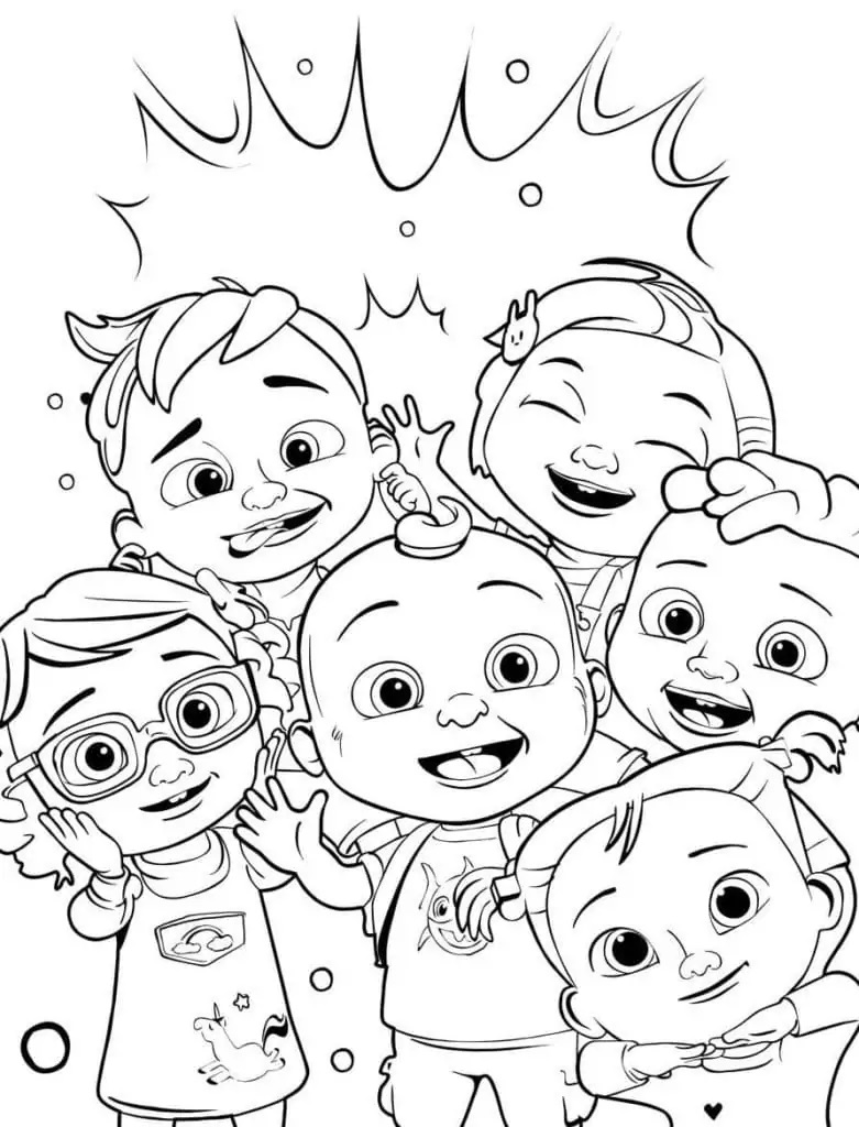 Çocuklar İçin Cocomelon Boyama Sayfaları 