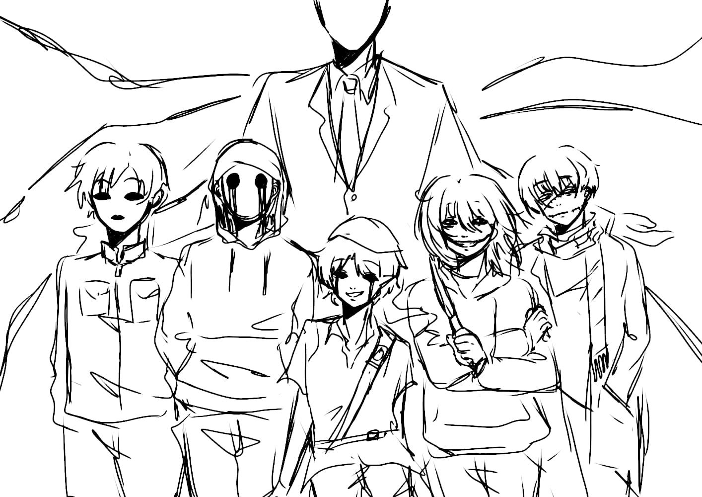 Çocuklar İçin Creepypasta Boyama Sayfaları 