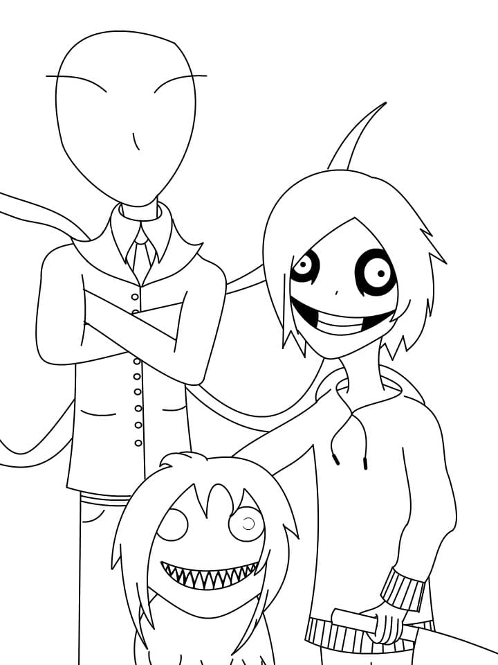 Çocuklar İçin Creepypasta Boyama Sayfaları 