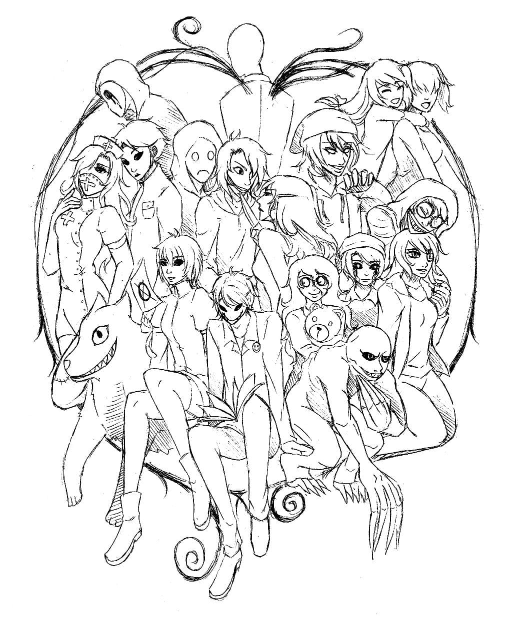 Çocuklar İçin Creepypasta Boyama Sayfaları 