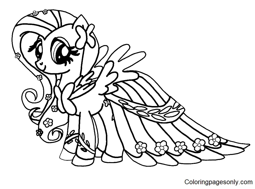 Çocuklar İçin Fluttershy Boyama Sayfaları 