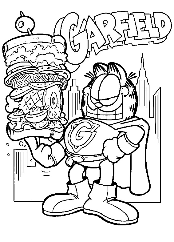Çocuklar İçin Garfield Boyama Sayfaları 