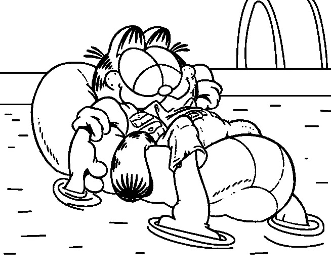 Çocuklar İçin Garfield Boyama Sayfaları 