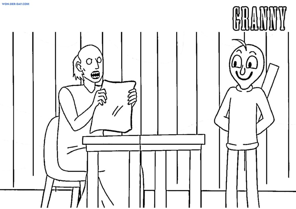 Çocuklar İçin Granny Boyama Sayfaları 