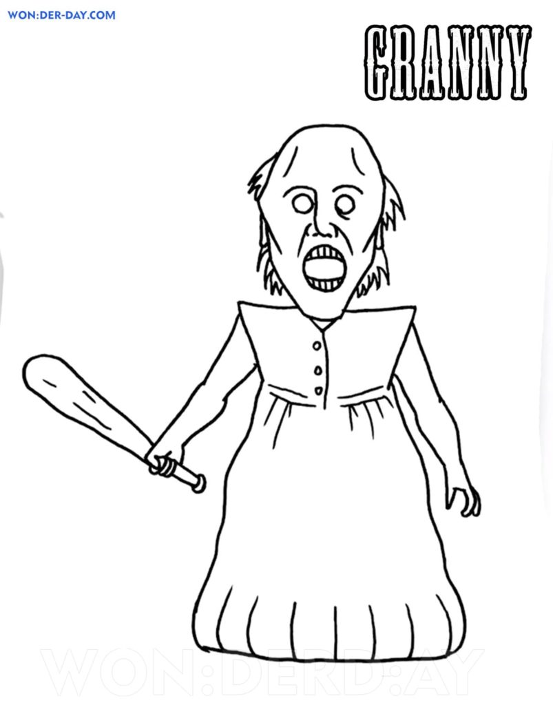Çocuklar İçin Granny Boyama Sayfaları 