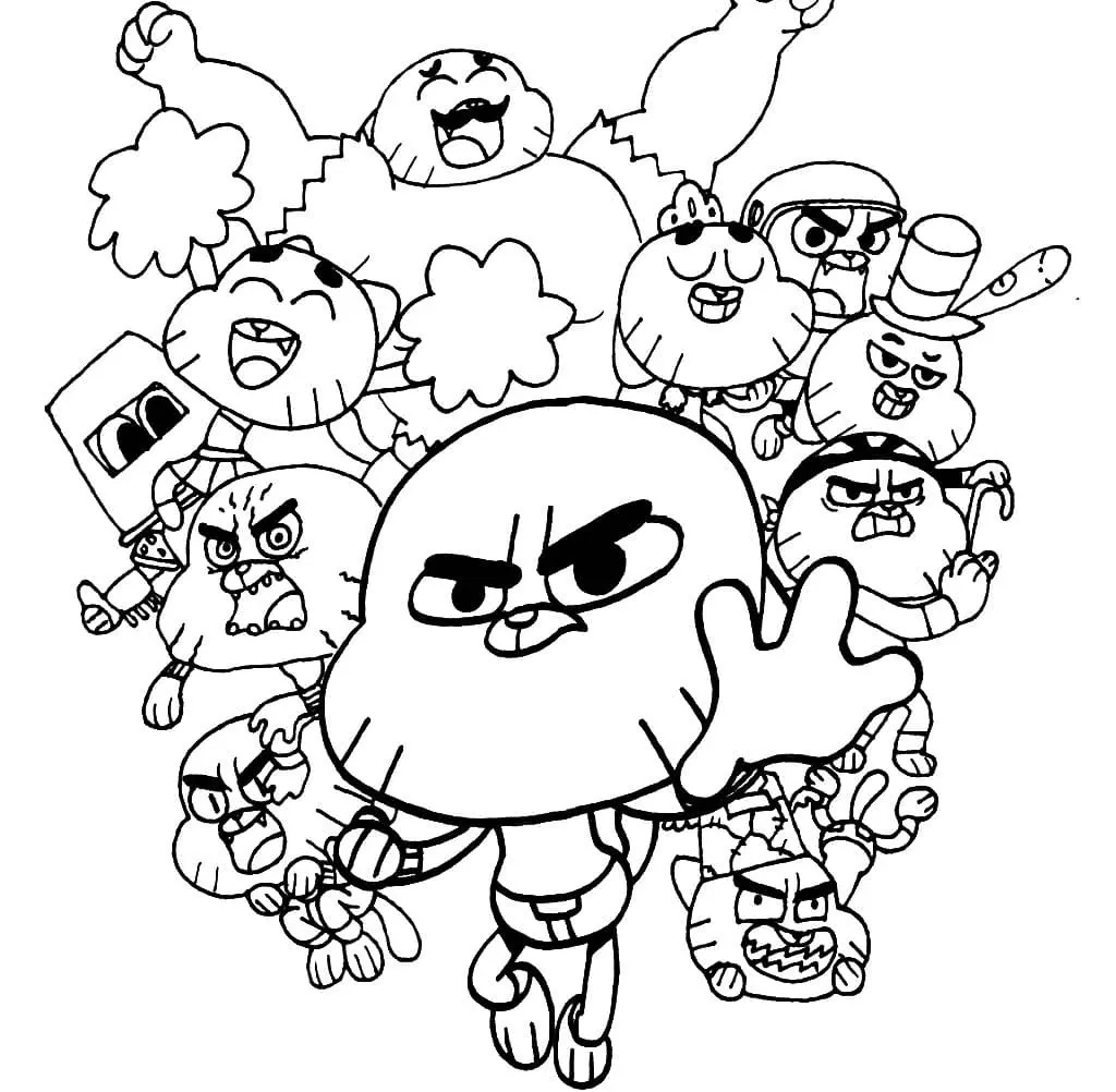 Çocuklar İçin Gumball Boyama Sayfaları 