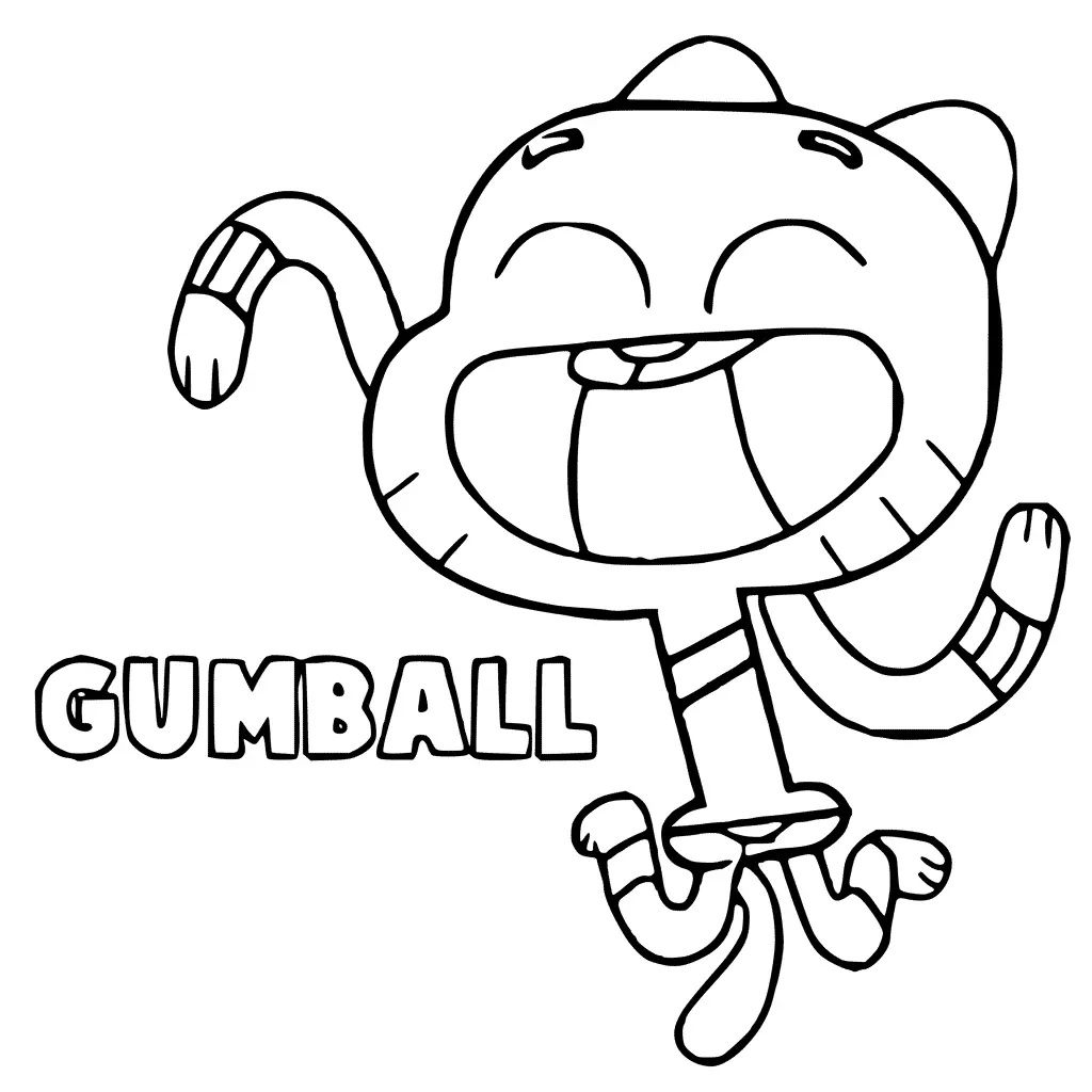 Çocuklar İçin Gumball Boyama Sayfaları 