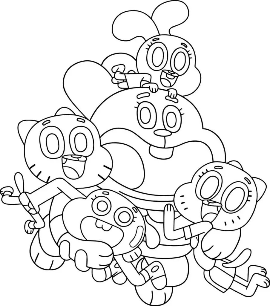 Çocuklar İçin Gumball Boyama Sayfaları 