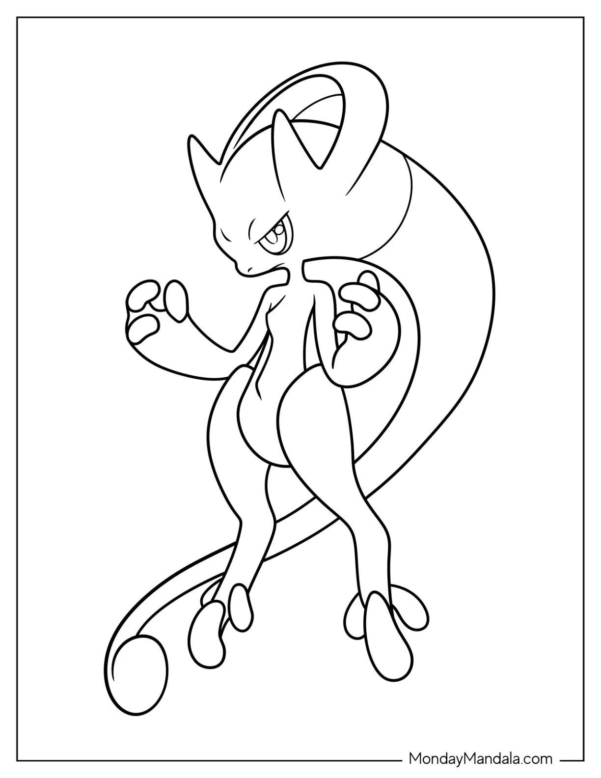 Çocuklar İçin Mewtwo Boyama Sayfaları 