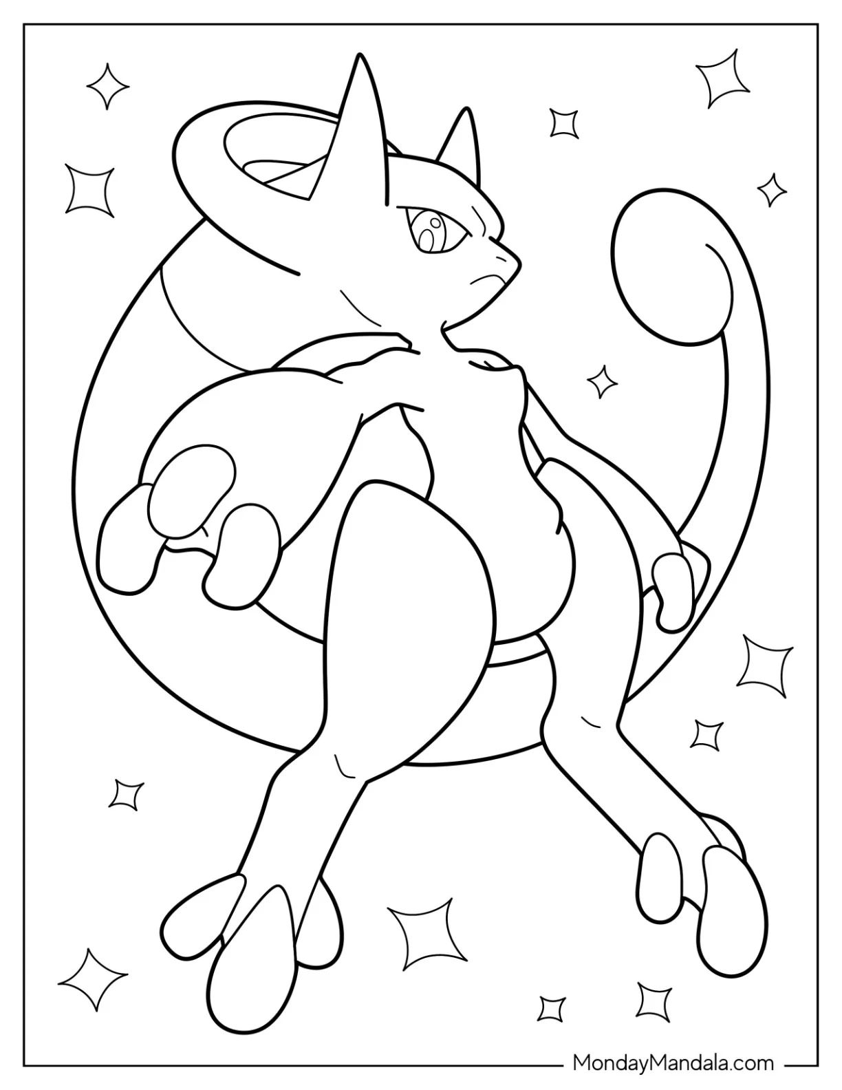 Çocuklar İçin Mewtwo Boyama Sayfaları 