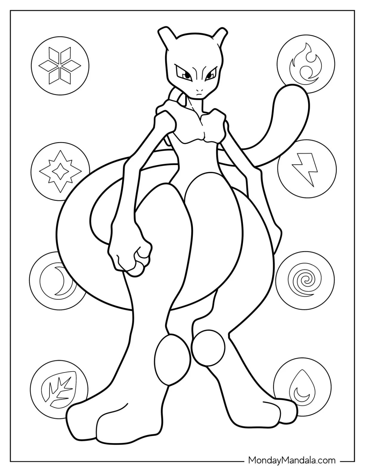 Çocuklar İçin Mewtwo Boyama Sayfaları 