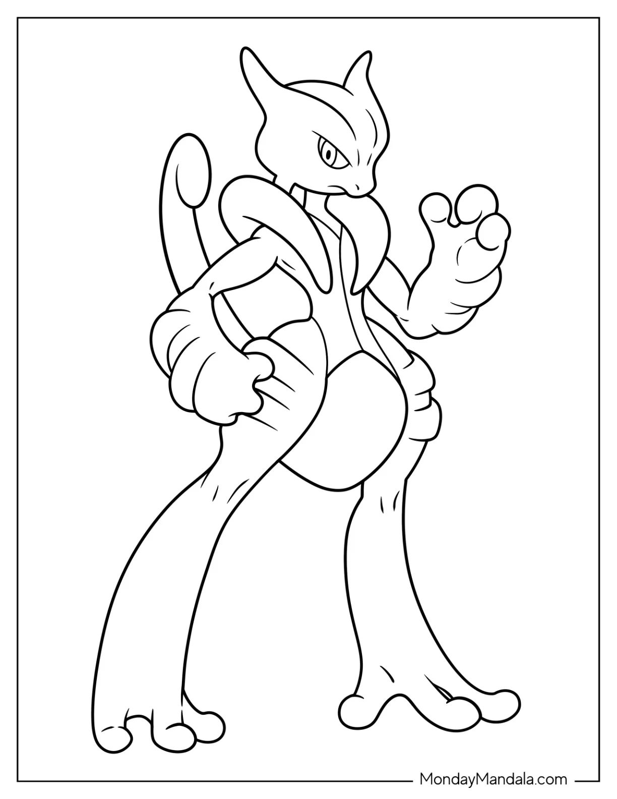Çocuklar İçin Mewtwo Boyama Sayfaları 
