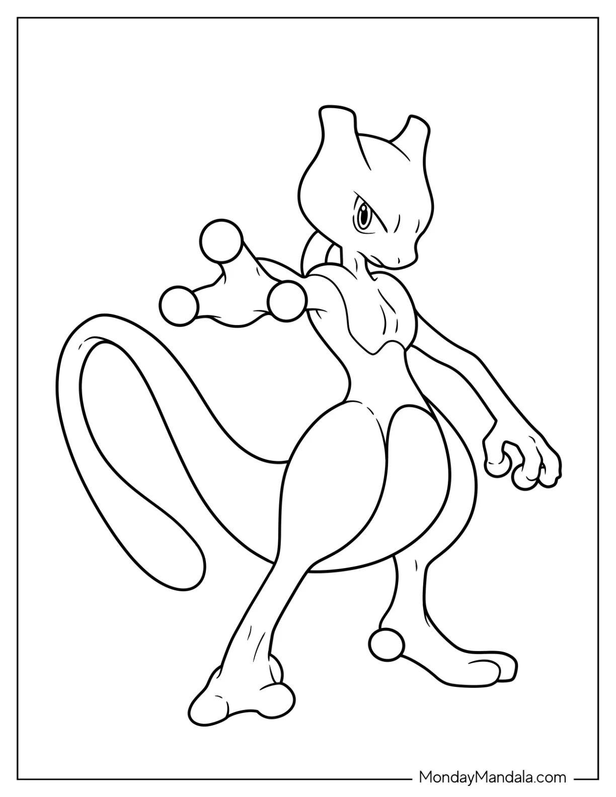 Çocuklar İçin Mewtwo Boyama Sayfaları 
