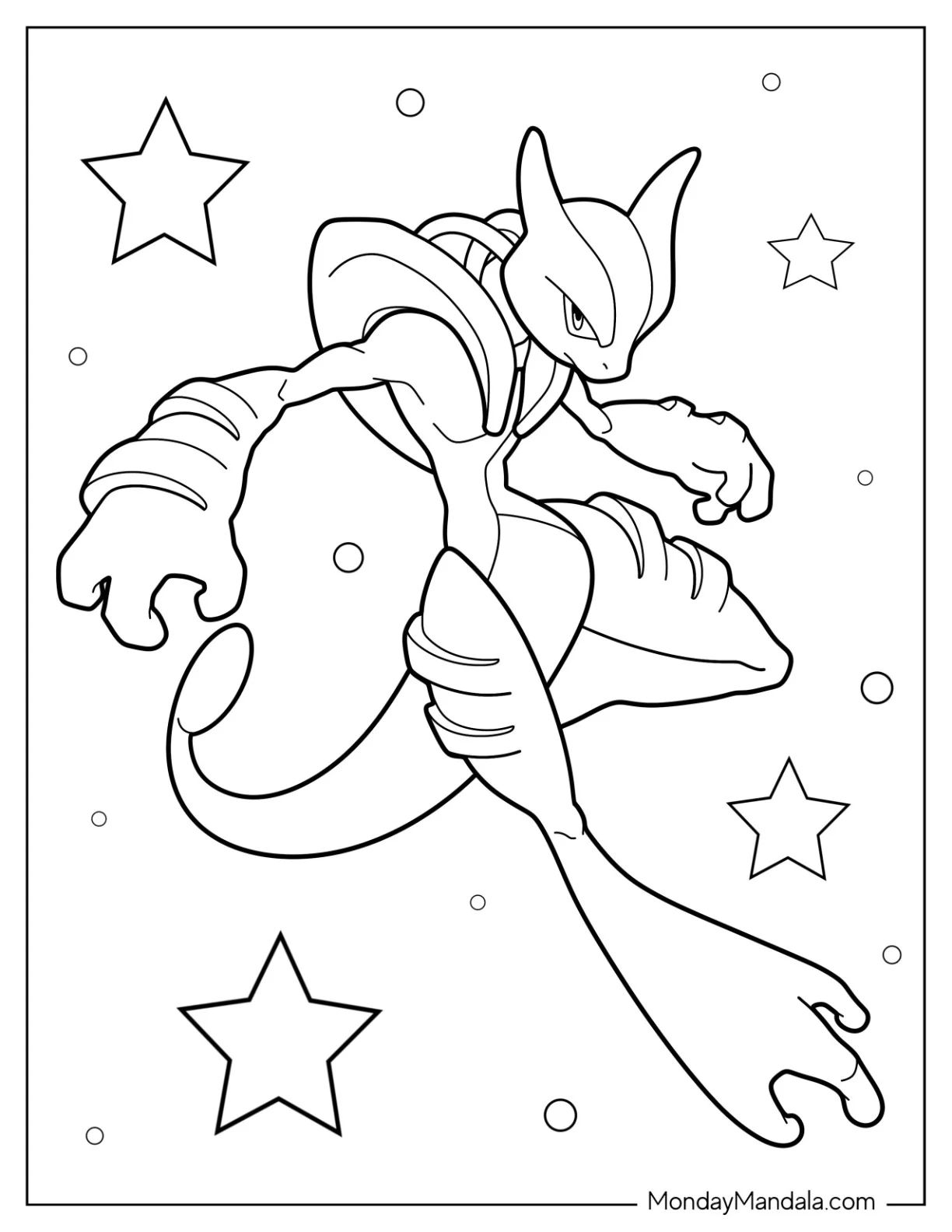 Çocuklar İçin Mewtwo Boyama Sayfaları 