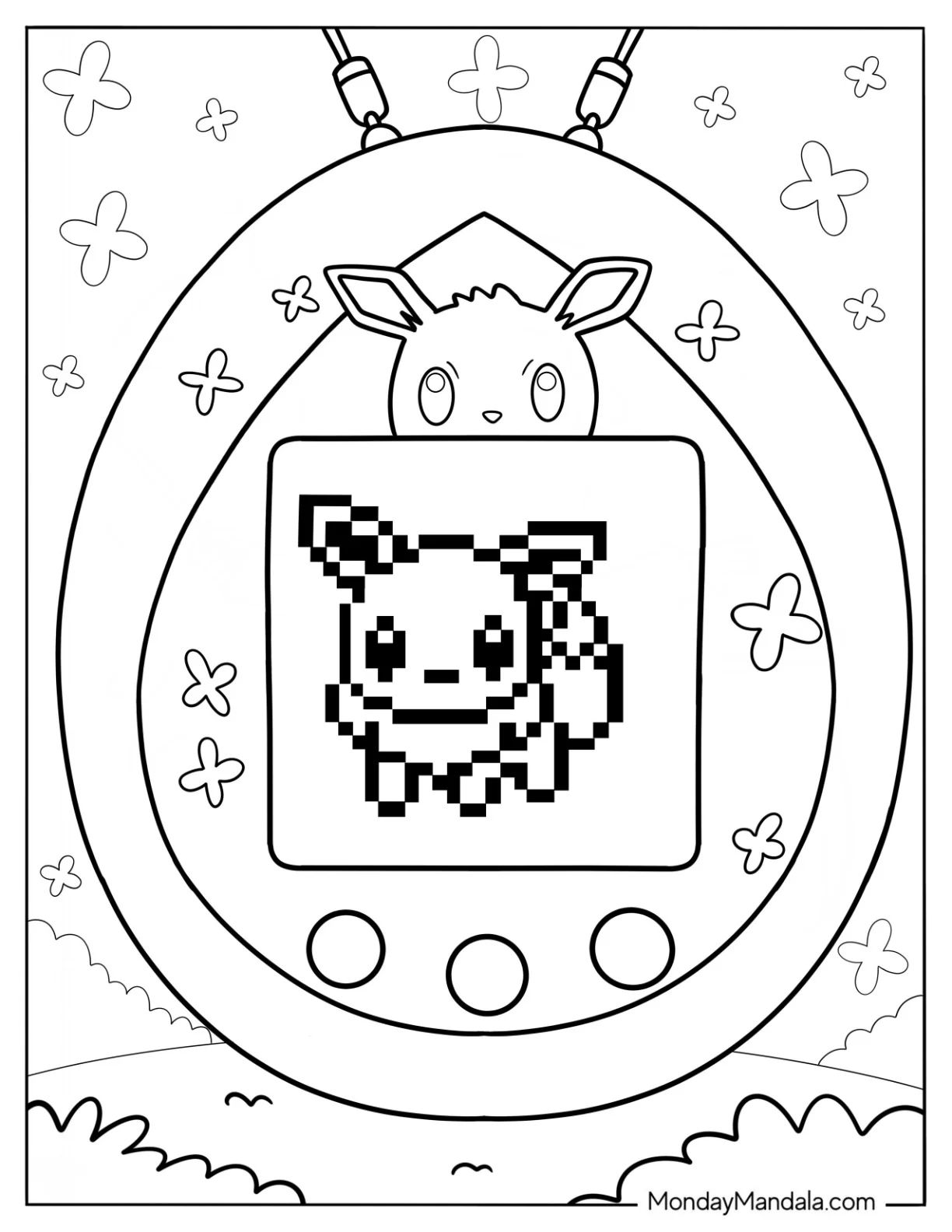 Çocuklar İçin Tamagotchi Boyama Sayfaları 