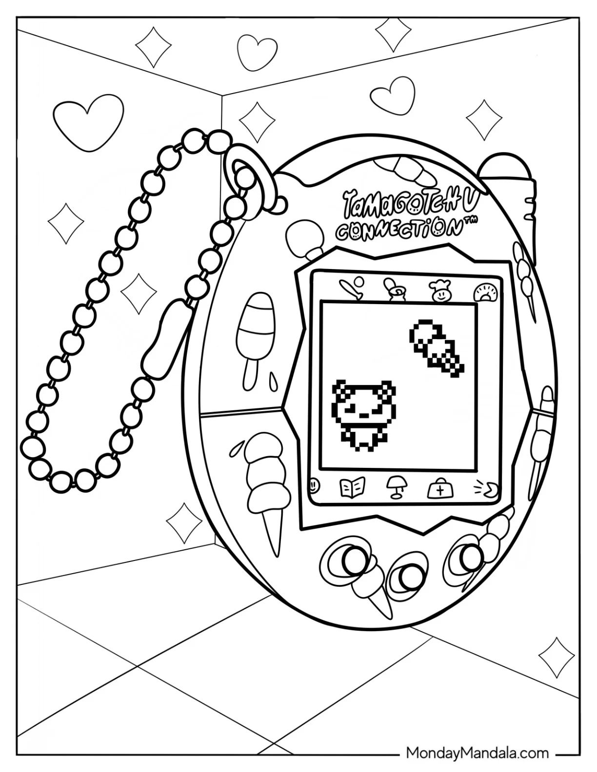 Çocuklar İçin Tamagotchi Boyama Sayfaları 