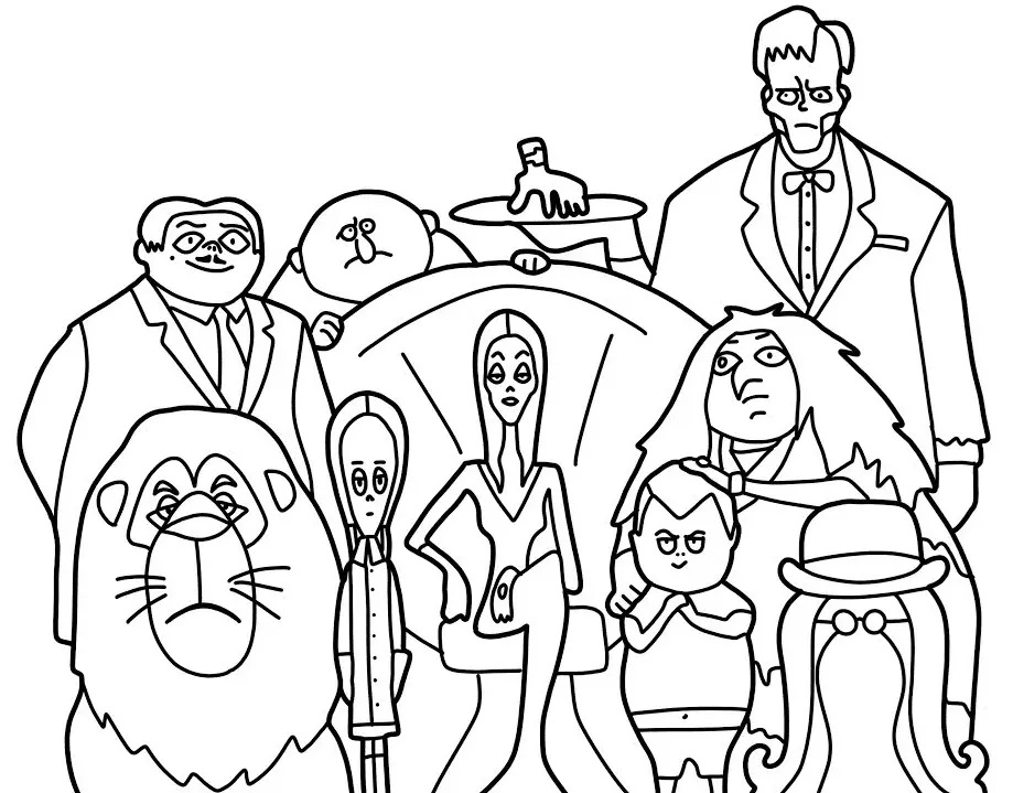 Çocuklar İçin Addams Ailesi Boyama Sayfaları 