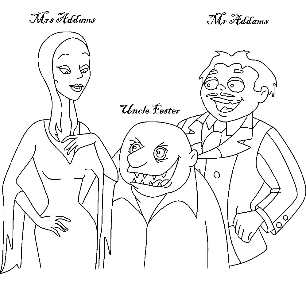 Çocuklar İçin Addams Ailesi Boyama Sayfaları 