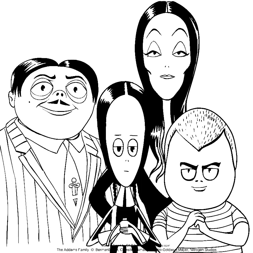 Çocuklar İçin Addams Ailesi Boyama Sayfaları 